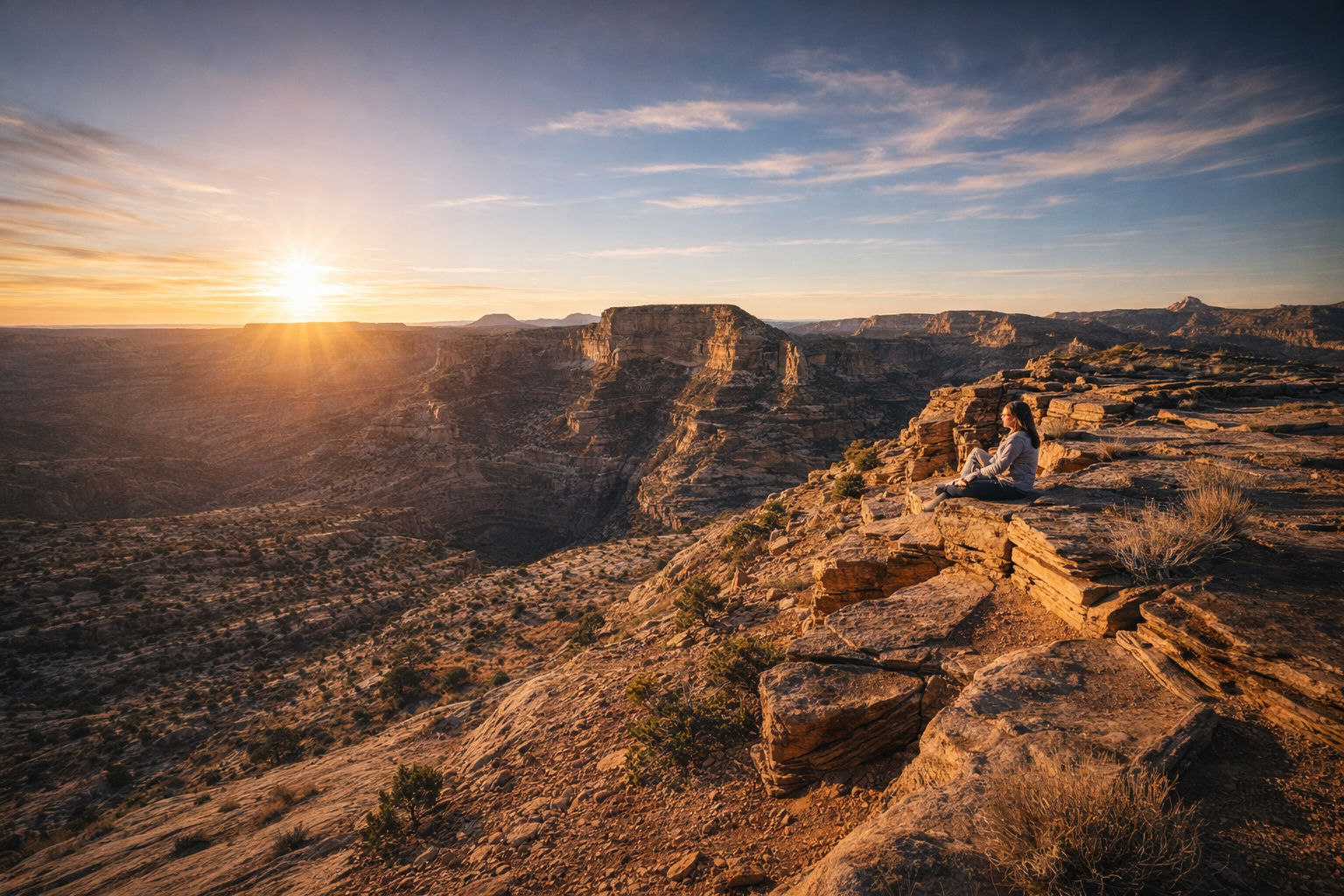 wide canyon sunset view